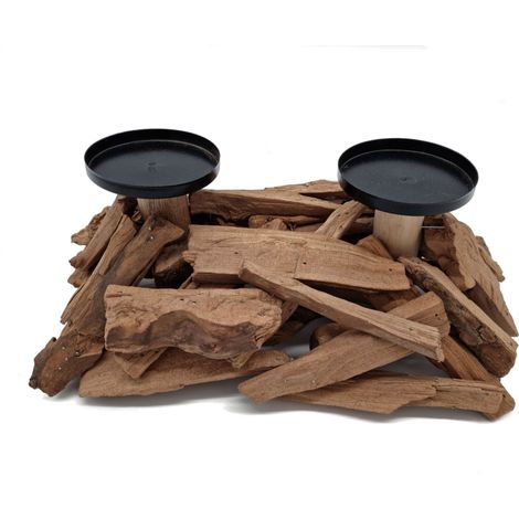 Treibholz Kerzenständer für 2 Stumpenkerzen - 31 x 19 cm - Deko Kerzen Halter aus Holz