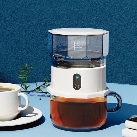 Machine A Cafe Mini - Drip Automatique - Alimentation Piles Sèches - Pour Voyage Bureau Extérieur - 3 Tasses - Blanc - 11 x 10 x 10 cm (1/5)