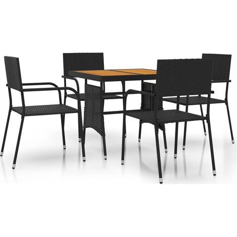Maison Exclusive - 5-tlg. Garten-Essgruppe Poly Rattan Schwarz (1/5)