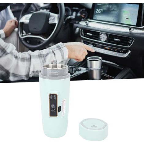 Hervidor portátil de 350 ml con pantalla digital, 12 V 80 W, verde, antideslizante e impermeable. (1/5)