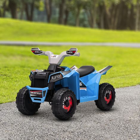 Quad eléctrico infantil, 2,5 km/h, marcha adelante y atrás, para niños de 18 a 36 meses, color azul.