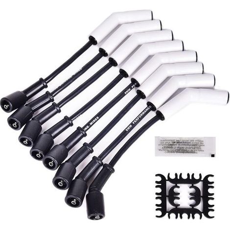 1 set, color: white + black, material: plastic, spark plug wire assembly, car ignition wire assembly replacement (9 sets).