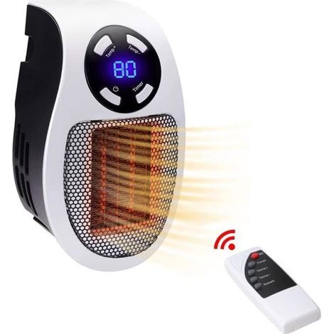 500-Watt-Steckdosenheizgerät mit LED-Anzeige und digitalem Thermostat. Mini-Elektrolüfter für unterwegs. (1/5)