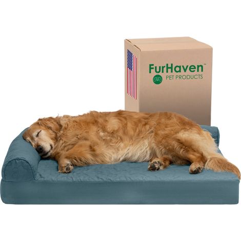 Lit pour Chien en Gel rafraîchissant pour Grands Chiens avec traversins Amovibles et Housse Lavable, pour Chiens jusqu'à 43 kg – Chaise matelassée Pinsonic en Forme de L – Pierre Bleue (1/5)