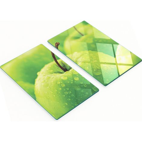 Tablas de servir de cristal para cocina con dise帽o de gotas de manzana, 2 x 30 x 52 cm.