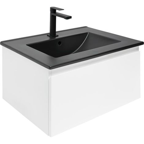 Ensemble meuble suspendu avec vasque - SAT - B-WAY - 59x30x45 cm - Blanc (1/5)
