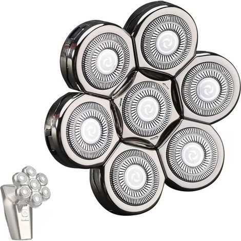 Têtes de rasoir électrique 7D de rechange pour rasoir électrique rotatif à 7 têtes de rasoirs électriques universelles pour hommes chauves (1/5)