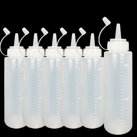 6 bottiglie di salsa per insalata, bottiglia di plastica da 240 ml, bottiglia a pressione da 8 oz, ideale per insalata, salsa per insalata, condimenti per insalata, ketchup, senape, maionese (1/5)