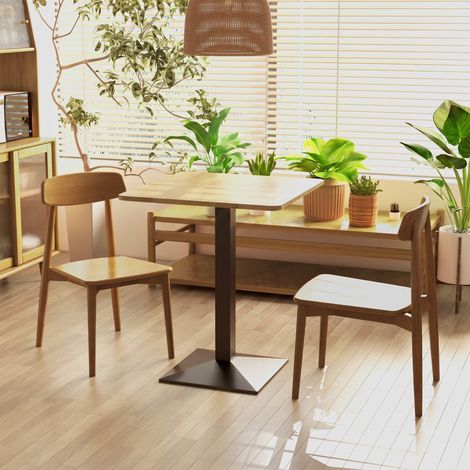 Table à Manger Carrée pour 2 Personnes 70x70x75cm Table de Cuisine Plateau Effet Bois Piétement en Acier Marron Foncé (1/5)