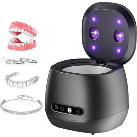 Nettoyeur Ultrasonique - 45 kHz - Stérilisation UV - Pour Prothèses Dentaires et Appareils Orthodontiques - 160 ml