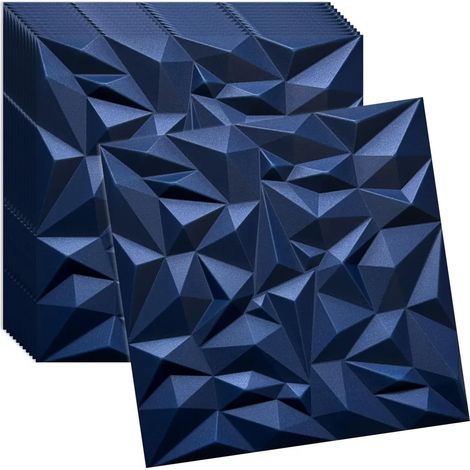 Panneaux muraux et plafond 3D bleu VERDICO 50x50 cm – polystyrène décoratif, lot 16 pièces (4 m²)