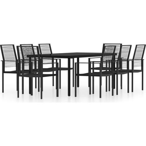 Maison Exclusive - Set Mobili da Pranzo da Giardino 9 pz con Cuscini Nero (1/5)