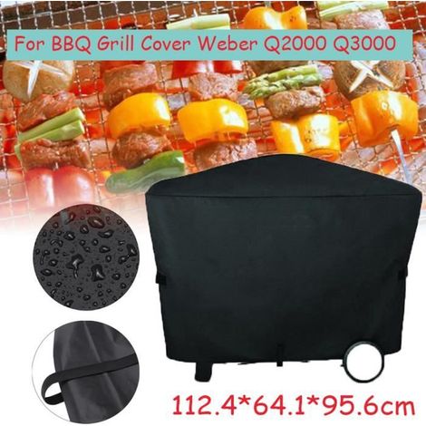 1 pièce Housse Barbecue Weber Q2000 Q3000, étanche poussière/pluie, protection UV, housse bâche extérieure pour pique-nique en plein air