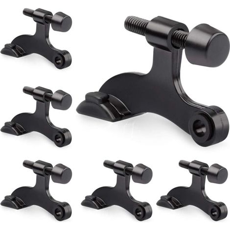 Paquet de 6 butées de porte à goupille de charnière noir-butée de porte à goupille de charnière robuste et réglable avec embouts de pare-chocs en caoutchouc noir (1/3)