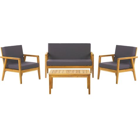 Lounge Set mit Tisch 4-Sitzer PALLANO Akazienholz Dunkelgrau