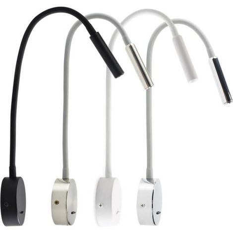 Lampe De Lecture - LED 3 W - 220 Lm - Tube Flexible 385 Mm - Fixation Murale - Pour Tête De Lit (1/5)