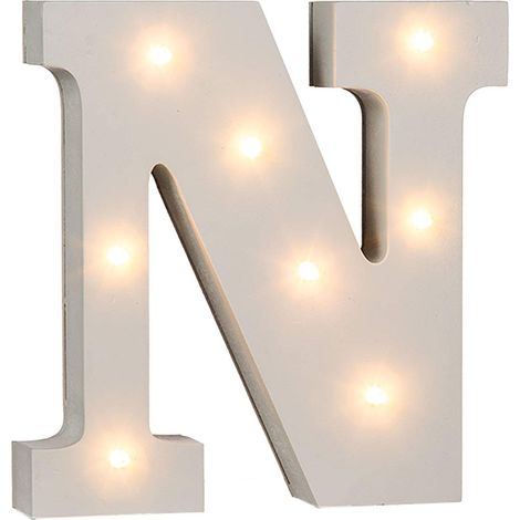 Lettera N in legno illuminabile Out of the blue, Con 8 LED