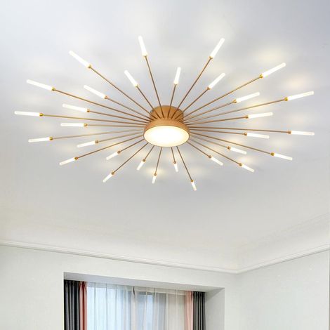 Plafonnier LED Moderne Pour Salon,Acrylique Luminaire Plafonnier,Intérieur Design lampes de décoration pour salon chambre à coucher et salle à manger(Or,30+1 Tête) (1/5)