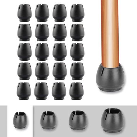 20 Pack Chair Leg Covers, Silicone Chair Leg Caps for Round Furniture Legs, Black 12-16mm