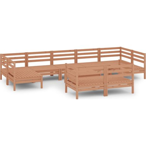 Juego muebles de jardín 10 pzas madera maciza pino marrón miel vidaXL (1/5)