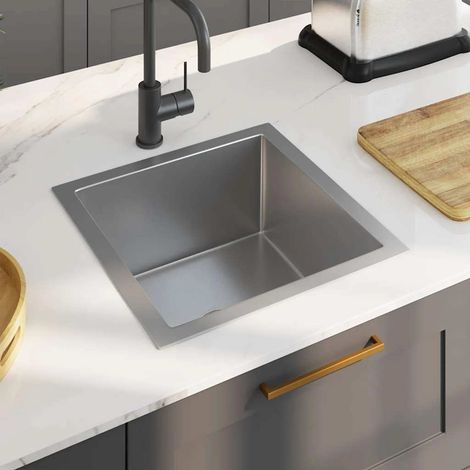 vidaXL Évier de cuisine fait à la main Acier inoxydable (1/5)