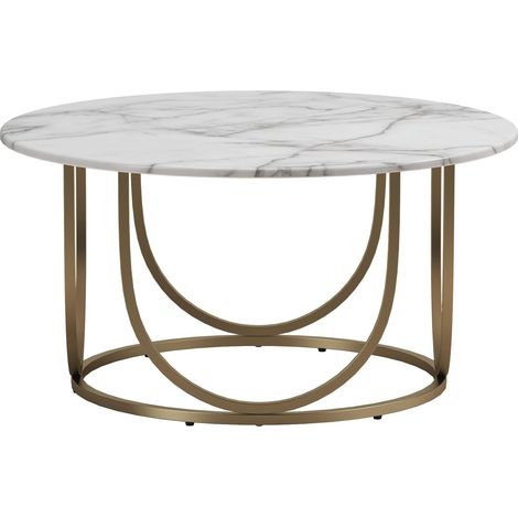 GwynethTable basse en MDF marbre blanc et structure en métal laiton (1/5)