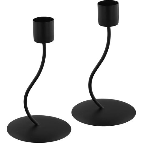 CCYKXA 2 Pcs Black Candlestick Holders, Metal Candle Holders for Cylindrical Candles, Retro Design for Table Decoration, Home, Wedding, Christmas (1/5)