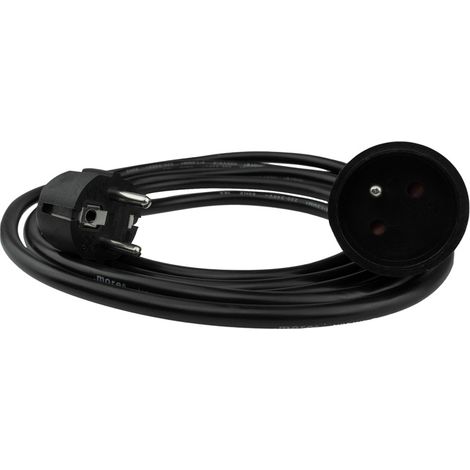 Verlängerungskabel mit 1 Steckdose, 3 m, mit/ohne 3x1,5mm² Stecker, schwarz