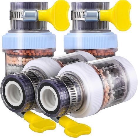 Lot de 4 filtres adoucisseurs d'eau pour robinet, anti-éclaboussures, purificateurs d'eau pour la maison, la cuisine et la salle de bain. (1/5)