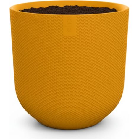 Pot de fleurs rond jaune ambre avec motif losange pour décoration intérieure - D23 x H21 cm - PANGIVO (1/5)