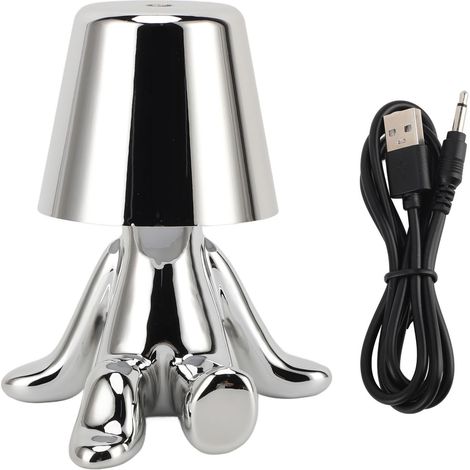 LED Table Lamp Touch Control Desk Light 3 Modes USB Rechargeable Night Light Ornament for Bedroom Living Room Office Silver D Type (1/5)