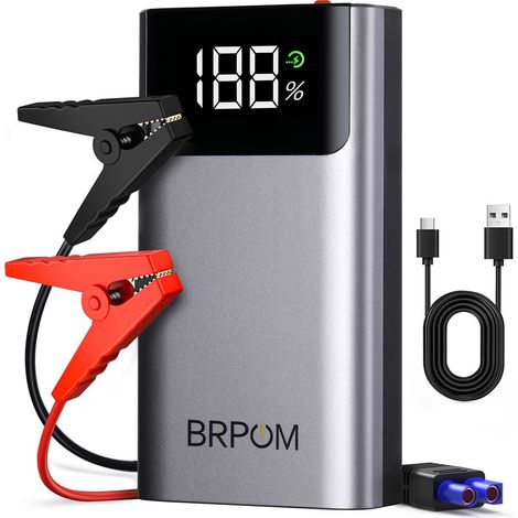 Boosteur de batterie 4000A 17800mAh – Démarreur portable 12V pour voiture, compatible essence 8.0L et diesel 5.5L, avec écran LCD, lampe LED et port de charge intelligent