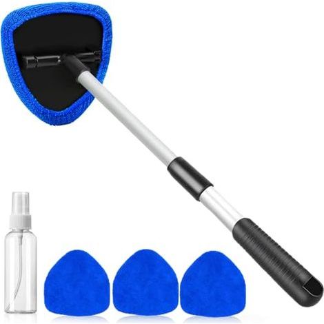 Outil de nettoyage de pare-brise, nettoyant pour vitres de voiture, lave-glace avec 4 lingettes en microfibre réutilisables et lavables. (1/5)