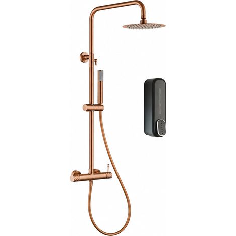 IMEX - Columna de ducha monomando extensible Bless, Oro rosa cepillado (1/5)