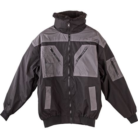KesTek Pilotenjacke Arbeitsjacke Winterjacke 4in1 Herren Schwarz Anthrazit XL