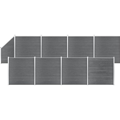 Set de valla 8 cuadradas + 1 oblicua WPC gris 1484x186 cm (1/5)