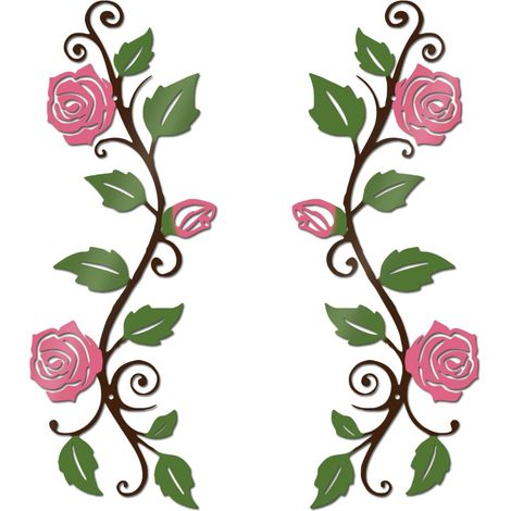 Lot de 2 décorations murales en métal en forme de feuille d'arbre de rose, long rouleau de fer, panneau rustique à suspendre, sculpture de fleurs, pour au-dessus de la porte, salon, bureau (1/5)