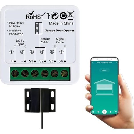 Ouvre-Porte de Garage Intelligent Tuya contrôleur de Porte de Porte WiFi Compatible for la sécurité à la Maison/Ferme/Garage/Entreprise (1/5)