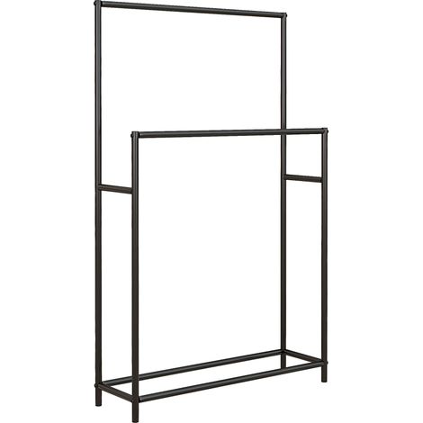 Porta toallas de pie con 2 barras de metal 66 x 20 x 110 cm negro MODENUIT (1/5)
