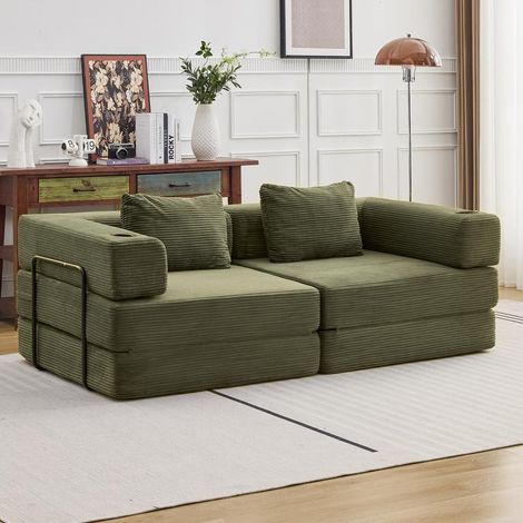 2-Sitzer Schlafsofa aus Chenille, modulares Sofa mit Bettfunktion für Wohnzimmer und Gästezimmer
