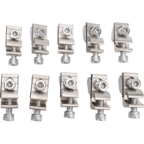 Lot de 10 cosses de mise à la terre standard pour panneaux solaires, pinces pour câbles de mise à la terre, accessoires pour supports de modules solaires (1/5)