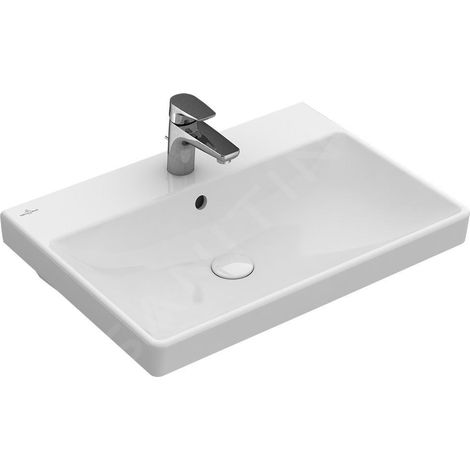 Villeroy & Boch Avento - Meuble-lavabo 650x470 mm, avec trop-plein, trou pour robinet, CeramicPlus, Stone White 415865RW (1/5)