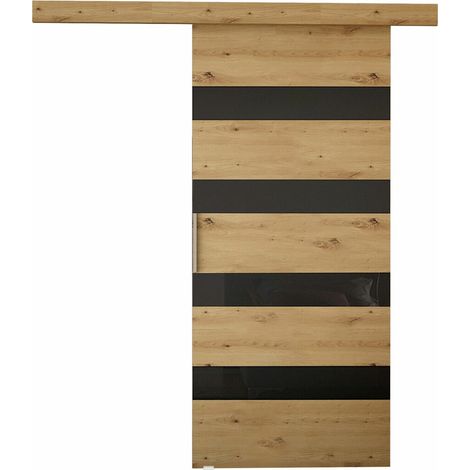 Porte coulissante Closico 179, Chêne Artisan + Noir (1/3)