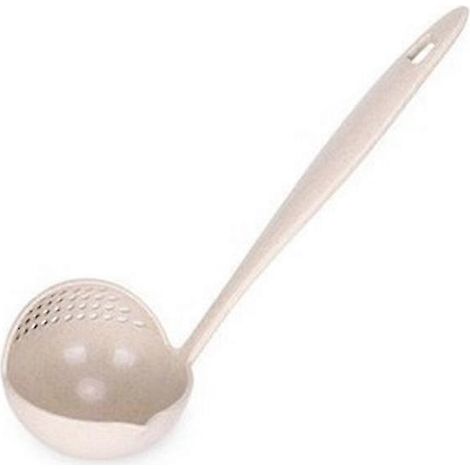 Cuillère à soupe multifonctionnelle 2 en 1 avec long manche et passoire intégrée UFWBeige (1/2)