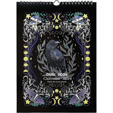 Calendrier lunaire Forêt sombre 2024, calendrier mural 2024 avec illustrations d'animaux magnifiques, cadeau de Noël (1/5)