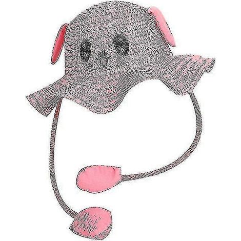 Chapeau d'été lapin pour enfants avec oreilles mobiles-deep pink
