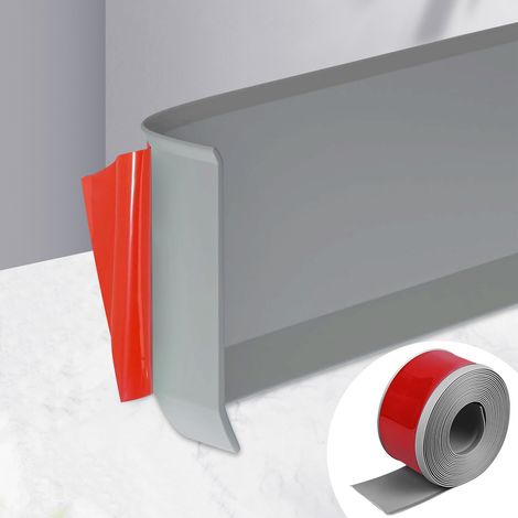 Plinthe Adhesive en PVC, Plinthe Souple Autoadhésive 5m, Gris Plinthe Cuisine 10cm de Large, Bande Décorative Flexible, Plinthe Autoadhésive pour Cuisines, Salles de Bains et Salons (1/5)