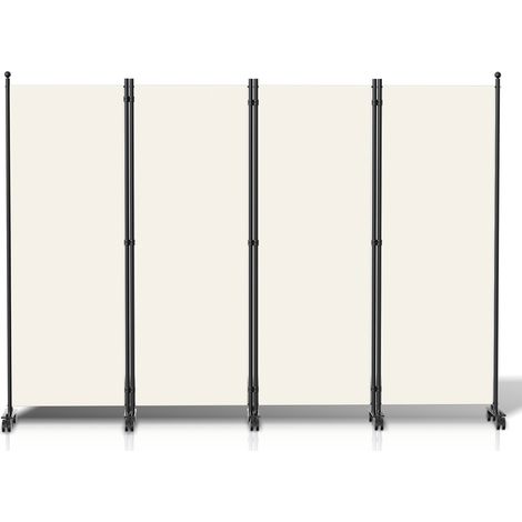 Wolketon Paravent avec roulettes séparateur de pièce Cloison Paravent écran de confidentialité Écran pour Jardin Beige 228x181 cm