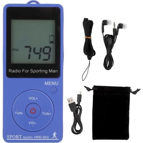 Mini radio FM/AM portable, radio à affichage numérique compact à réglage de fréquence FM/AM avec fonction podomètre, mini (1/4)