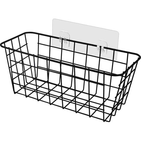 Panier de Rangement Métal, Serviteur de Douche sans Perçage, Panier Étagère de Salle de Bain ou Cuisine Chambres pour Rangement Articles de Toilette Bouteilles, Noir (1/5)